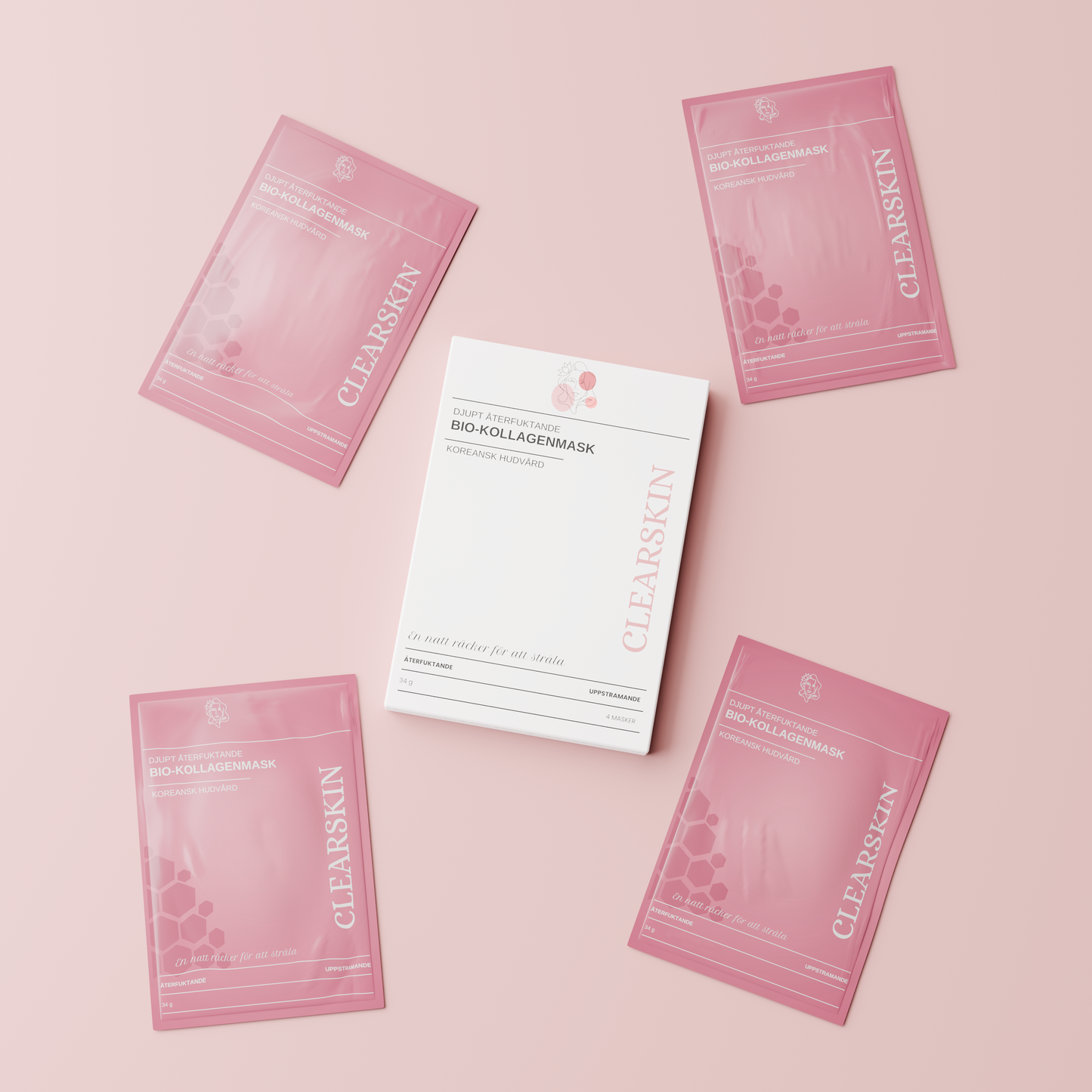 4 x Bio-Kollagen-Masken